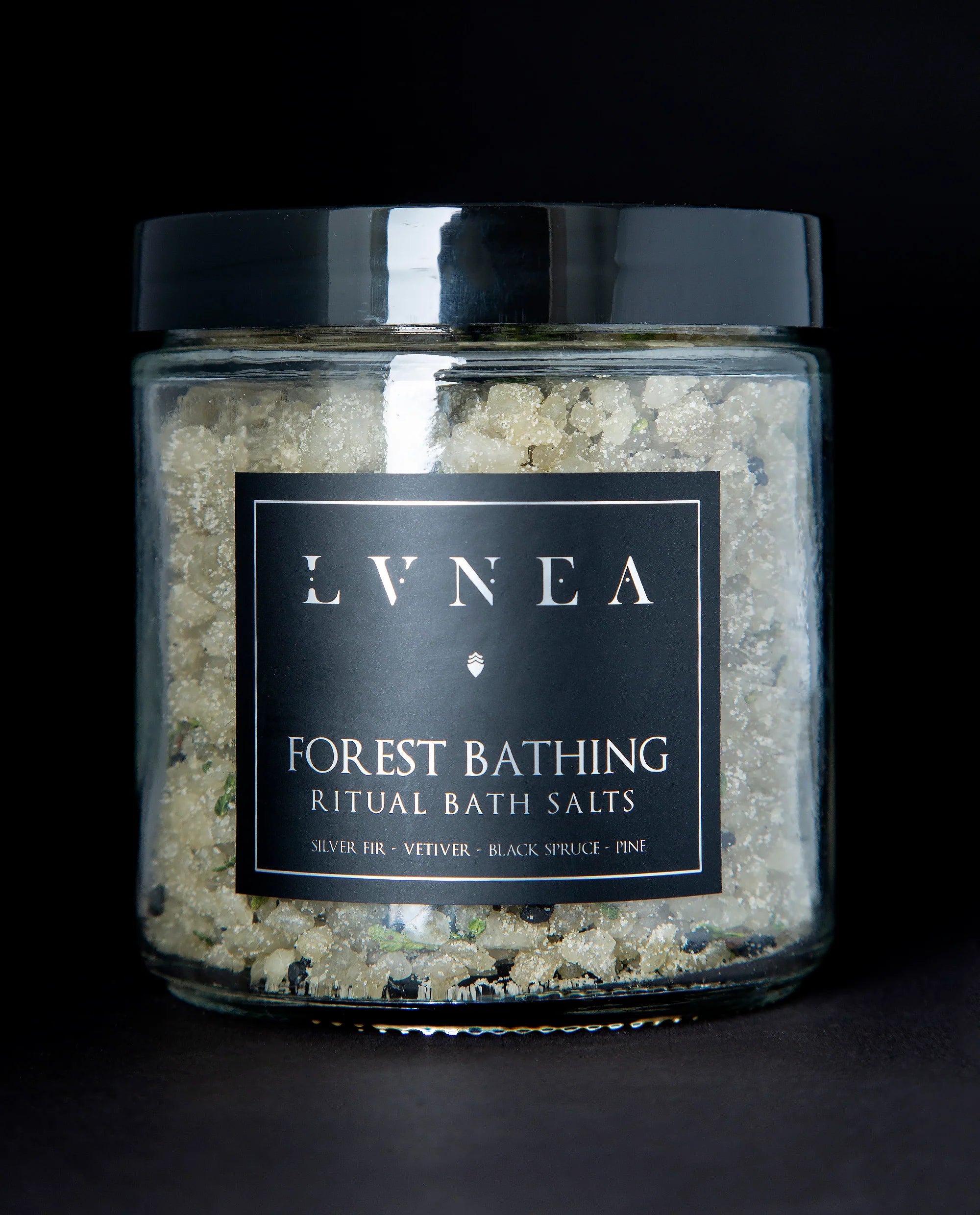 Forest Bathing Ritual Bath Salts with silver fir, vetiver, black spruce, pine