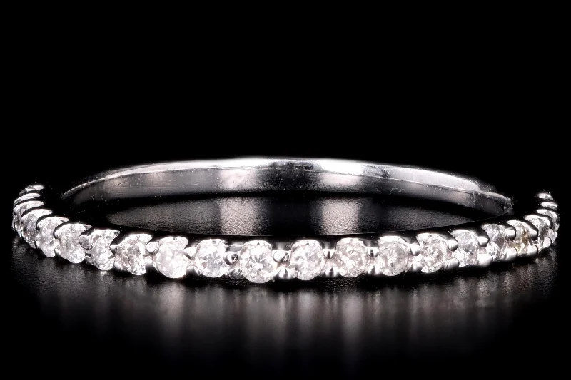 Modern 14K White Gold .15 Carat Total Weight Diamond Half Eternity Wedding Band