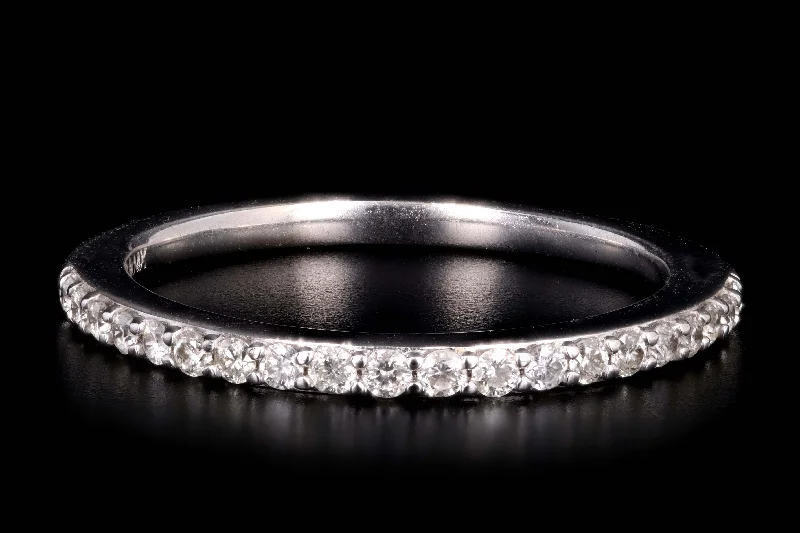 Modern 14K White Gold .20 Carat Round Brilliant Diamond Half Eternity Wedding Band