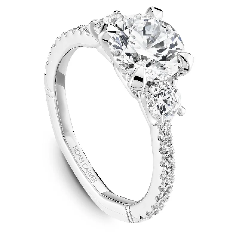 Noam Carver Atelier Three-Stone Diamond Engagement Ring Setting in White Gold