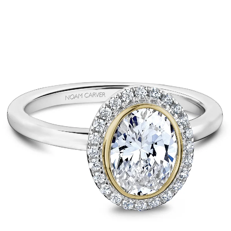 Noam Carver Bezel Diamond Engagement Ring Setting in White and Yellow Gold