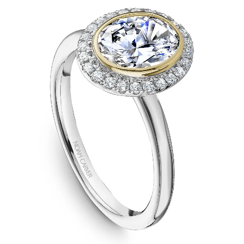 Noam Carver Bezel Diamond Engagement Ring Setting in White and Yellow Gold