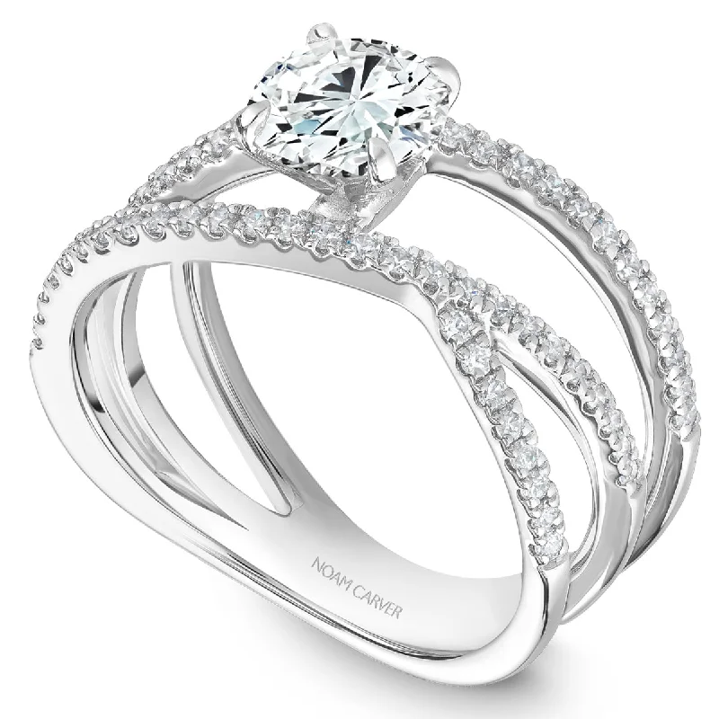 Noam Carver Criss-Cross Diamond Engagement Ring Setting in White Gold