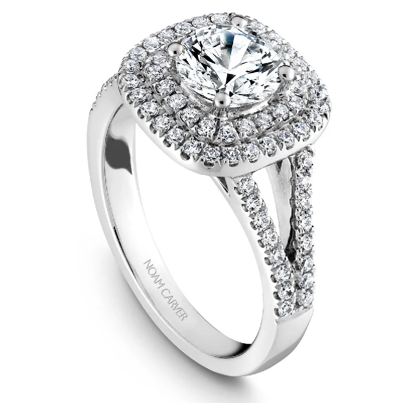 Noam Carver Double Halo Diamond Engagement Ring Setting in White Gold