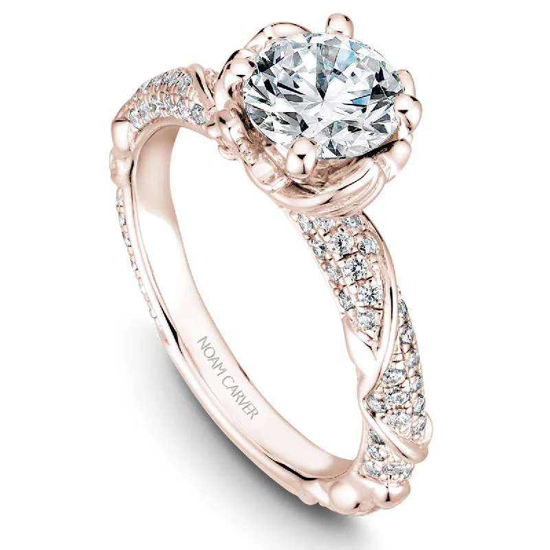 Noam Carver Floral Diamond Engagement Ring Setting in Rose Gold