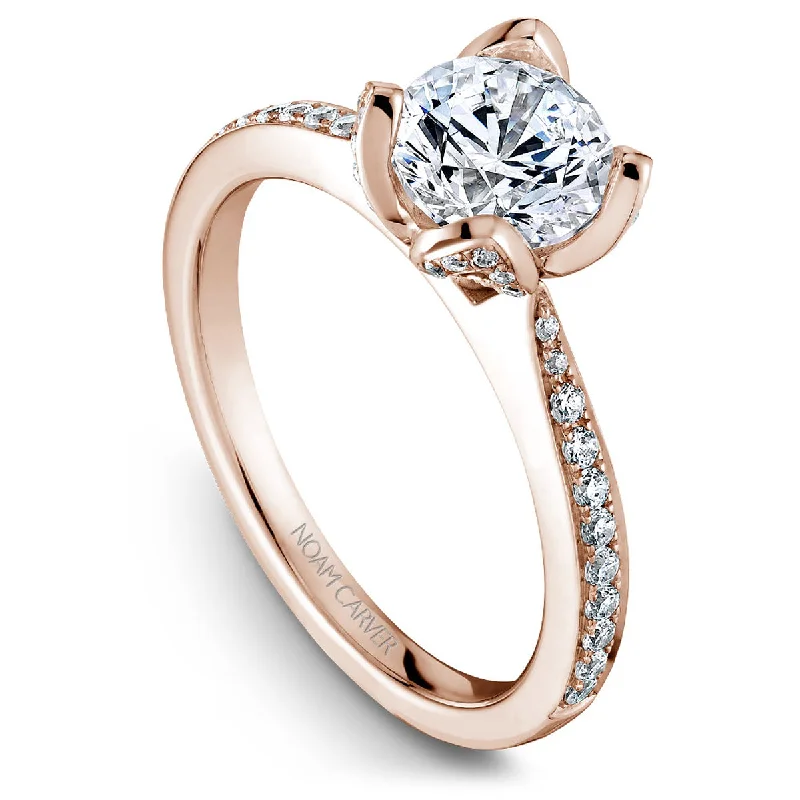 Noam Carver Floral Diamond Engagement Ring Setting in Rose Gold