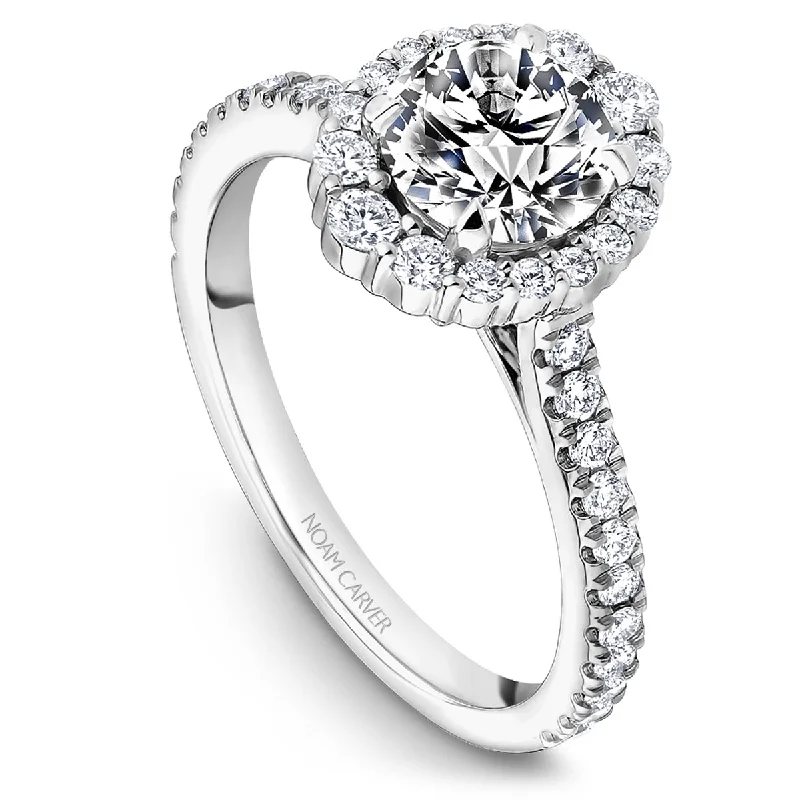 Noam Carver Graduated Halo Diamond Engagement Ring Setting in White Gold