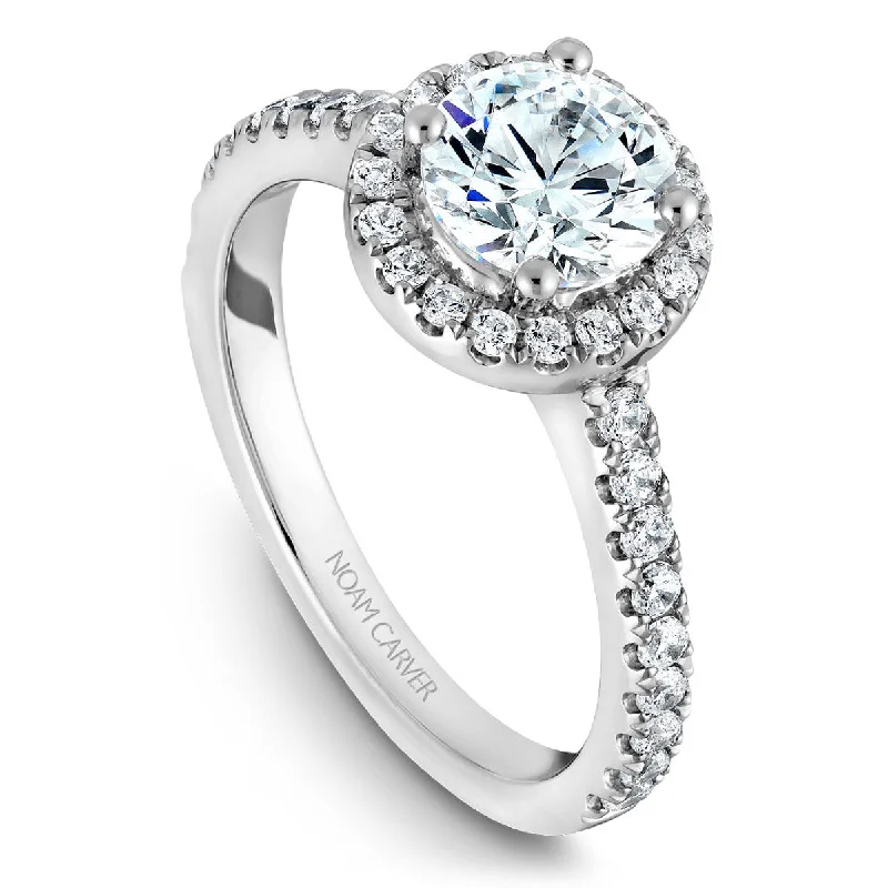 Noam Carver Halo Engagement Ring Setting in White Gold