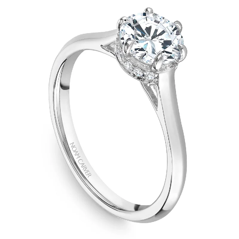 Noam Carver Hidden Halo Solitaire Engagement Ring Setting in White Gold