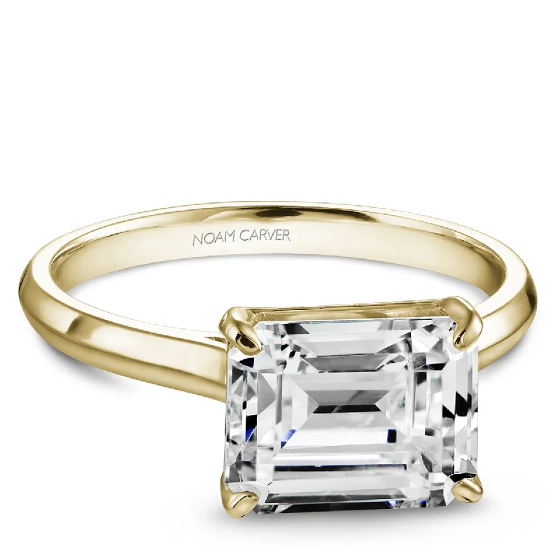 Noam Carver Horizontal Solitaire Engagement Ring Setting in Yellow Gold