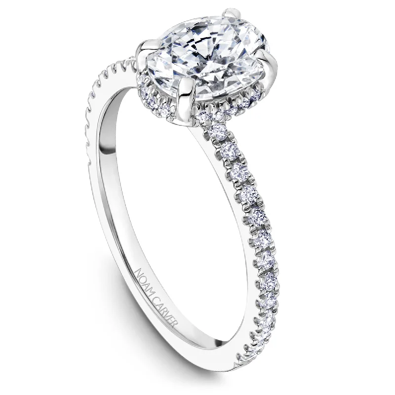 Noam Carver Oval Halo Diamond Engagement Ring Setting in White Gold