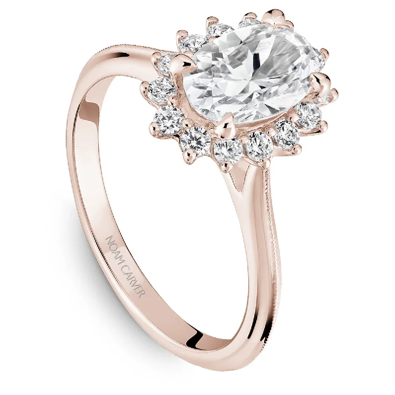 Noam Carver Oval Halo Diamond Engagement Ring Setting in 14K Rose Gold (0.30ctw)