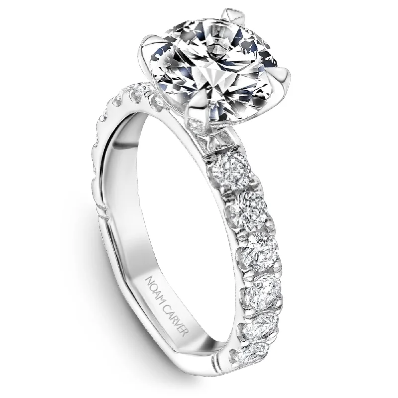 Noam Carver Round Center Diamond Engagement Ring Setting in 14K White Gold (1.10ctw)