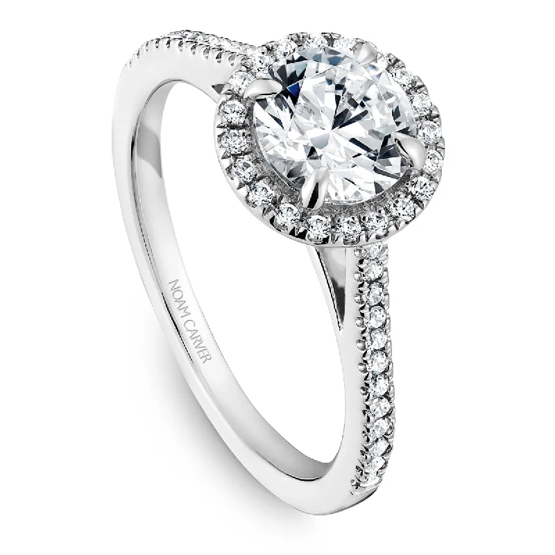 Noam Carver Round Halo Diamond Engagement Ring Setting in White Gold