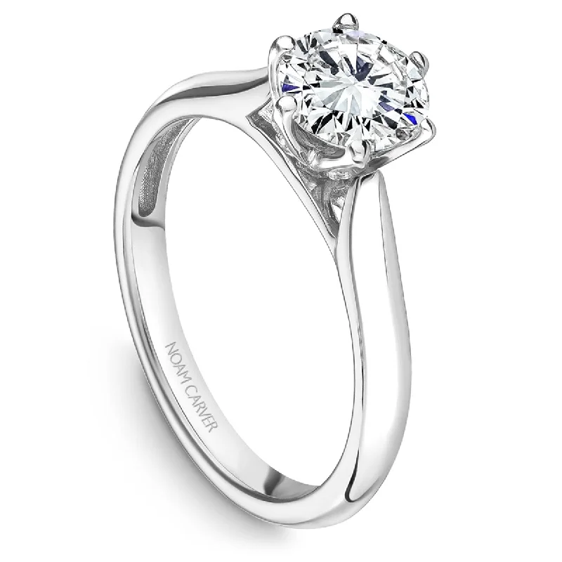 Noam Carver Six-Prong Solitaire Engagement Ring Setting in White Gold