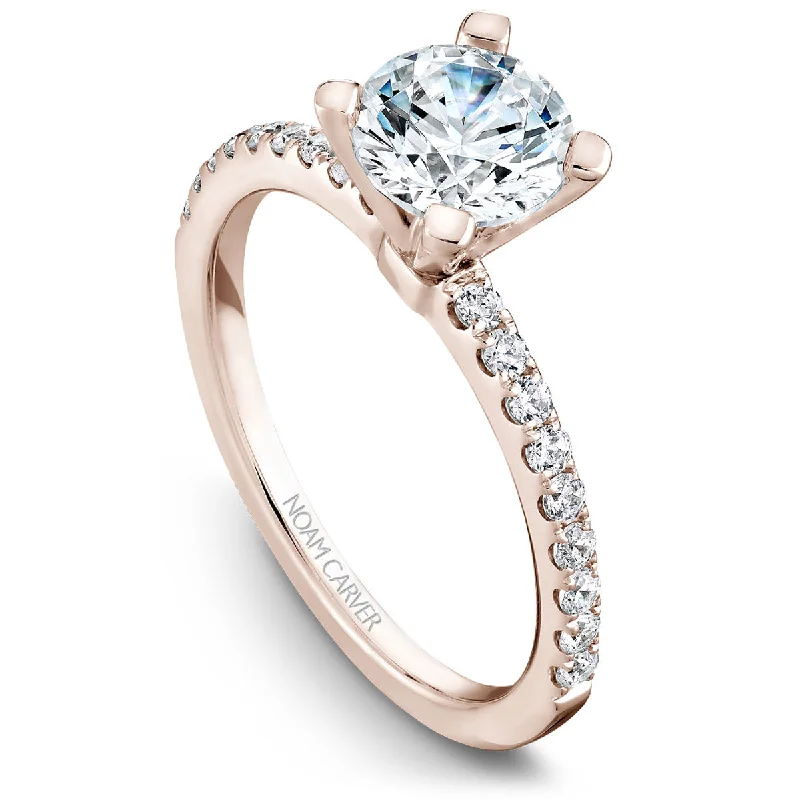 Noam Carver Thin Diamond Engagement Ring Setting in Rose Gold