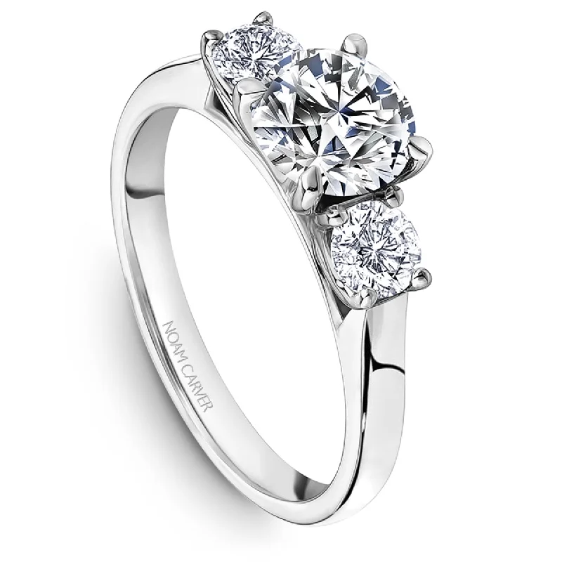 Noam Carver Three-Stone Diamond Engagement Ring Setting in White Gold