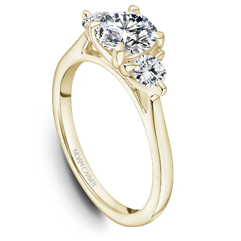 Noam Carver Three-Stone Diamond Engagement Ring Setting in Yellow Gold