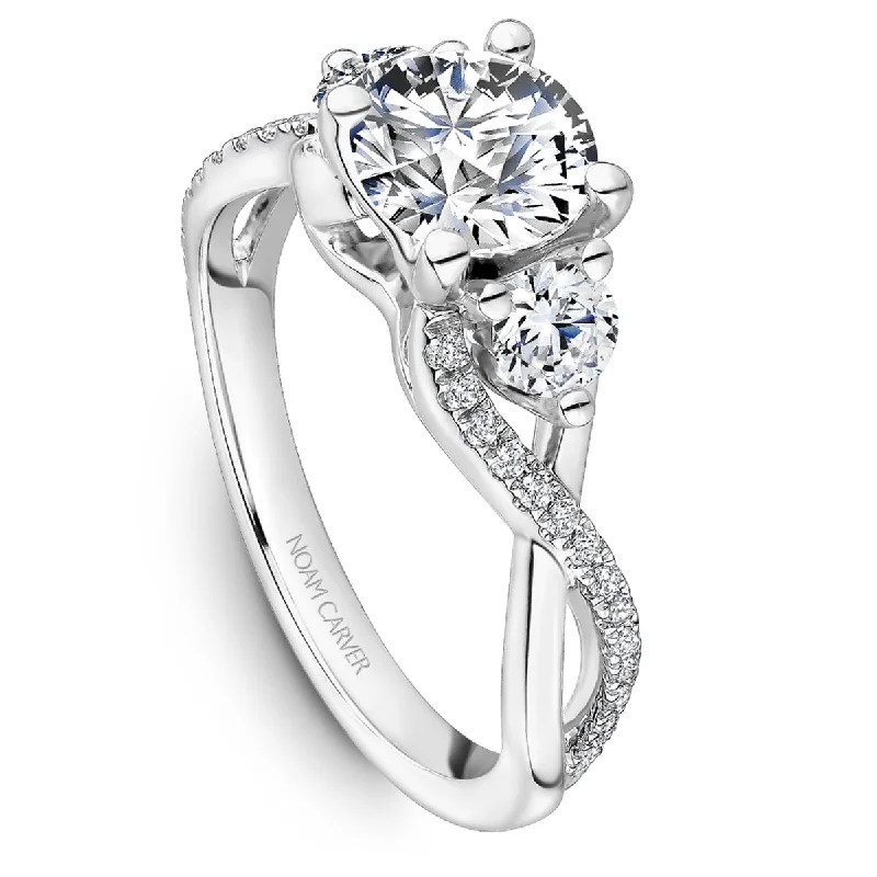 Noam Carver Twist Three-Stone Diamond Engagement Ring Setting in White Gold