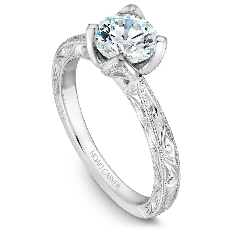 Noam Carver Vintage Solitaire Engagement Ring Setting in White Gold