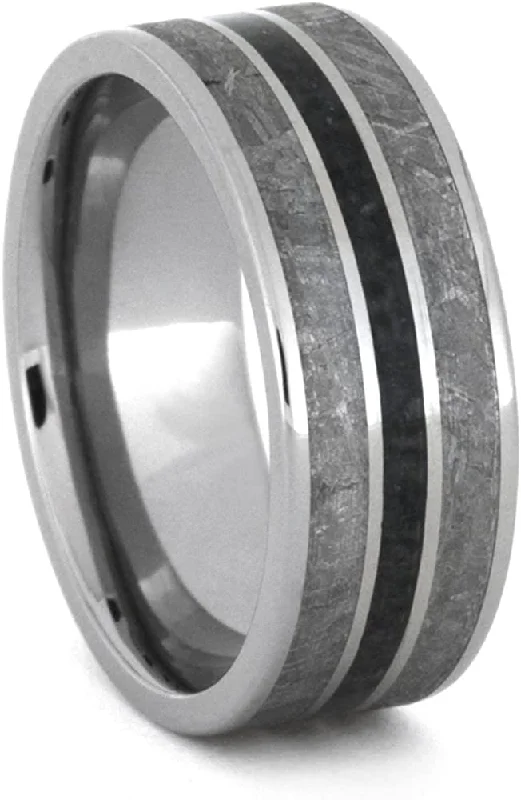 Onyx, Gibeon Meteorite 8mm Comfort-Fit Titanium Wedding Band, Size 11.75