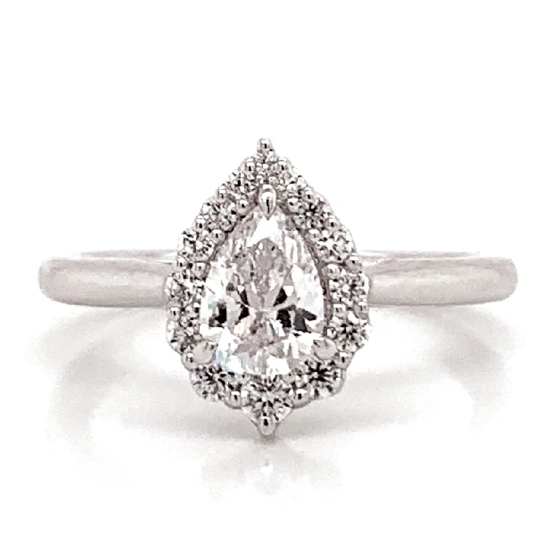 Pear Diamond Engagement Ring Setting in White Gold