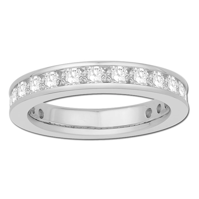 Platinum Diamond Eternity Wedding Band, Channel Set