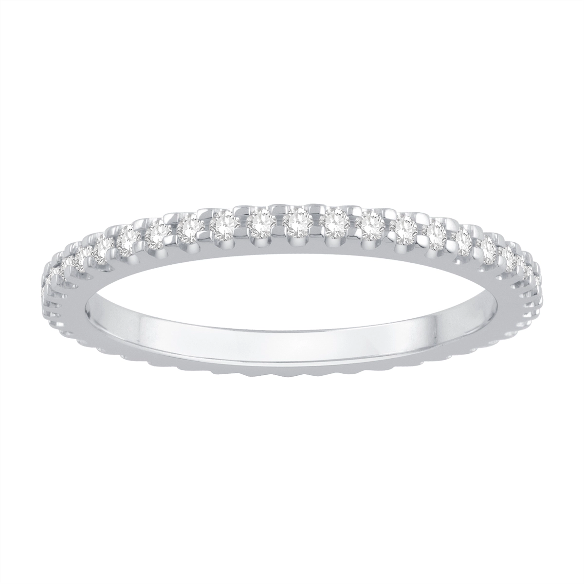 Platinum Diamond Eternity Wedding Band, Prong Set