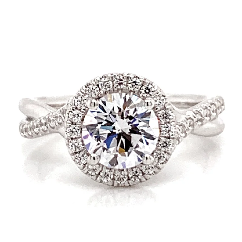 Round Diamond Engagement Ring Setting in White Gold