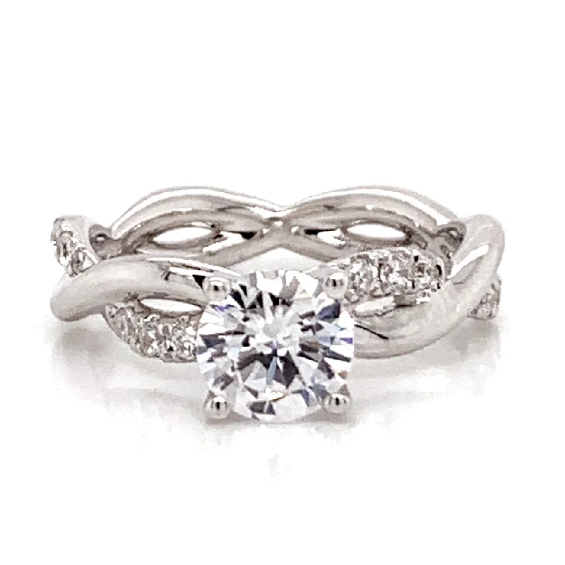 Round Diamond Twist Engagement Ring Setting in White Gold