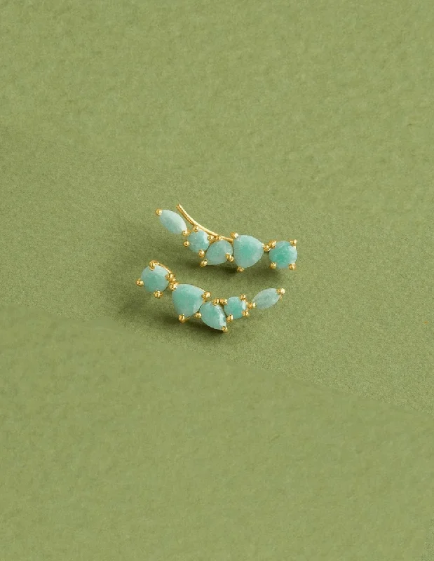 Mykonos Ear Climbers - Amazonite Stones