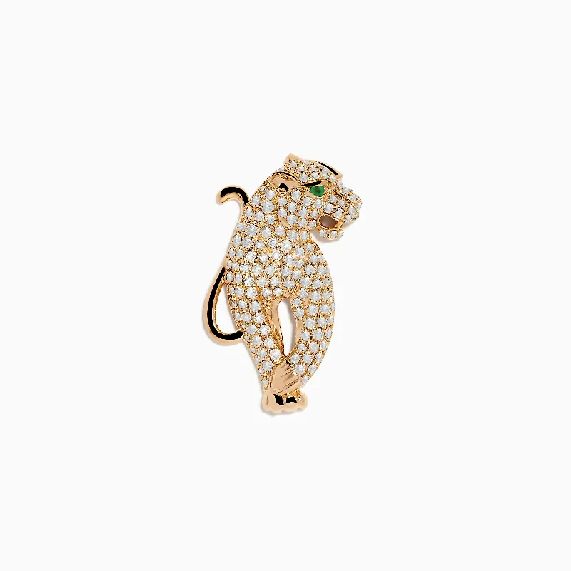 Signature 14K Rose Gold Diamond and Emerald Panther Pin