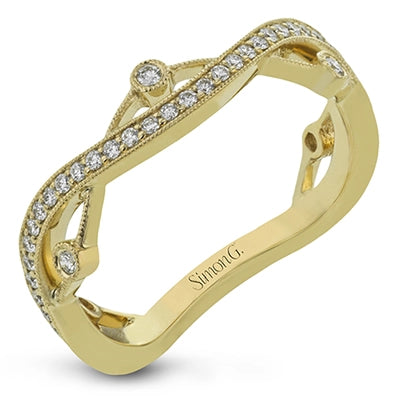 Simon G 18K Yellow Gold Fancy Diamond Band, Weaving Shank with Thin Layer