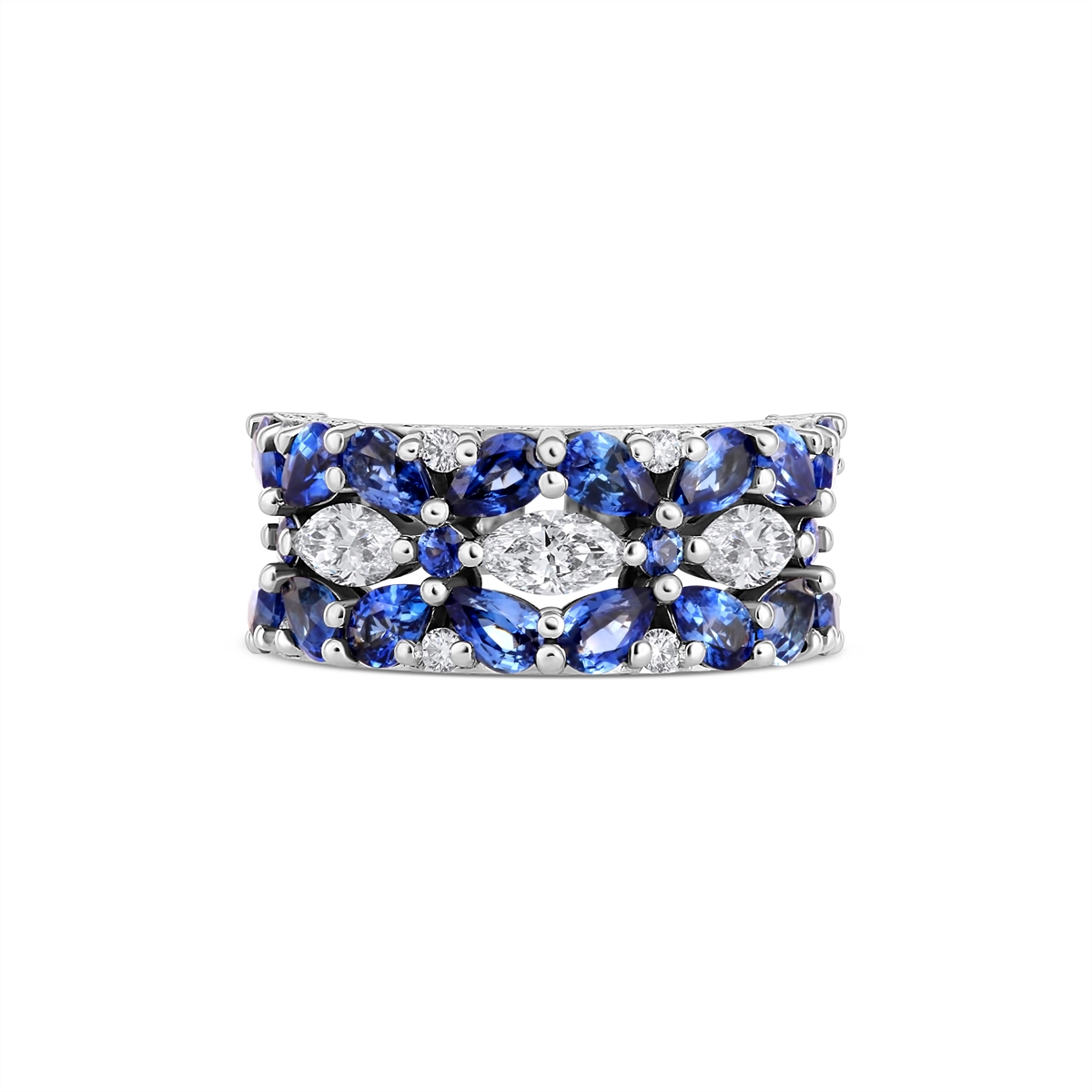 Tacori 18K White Gold Diamond and Sapphire Band