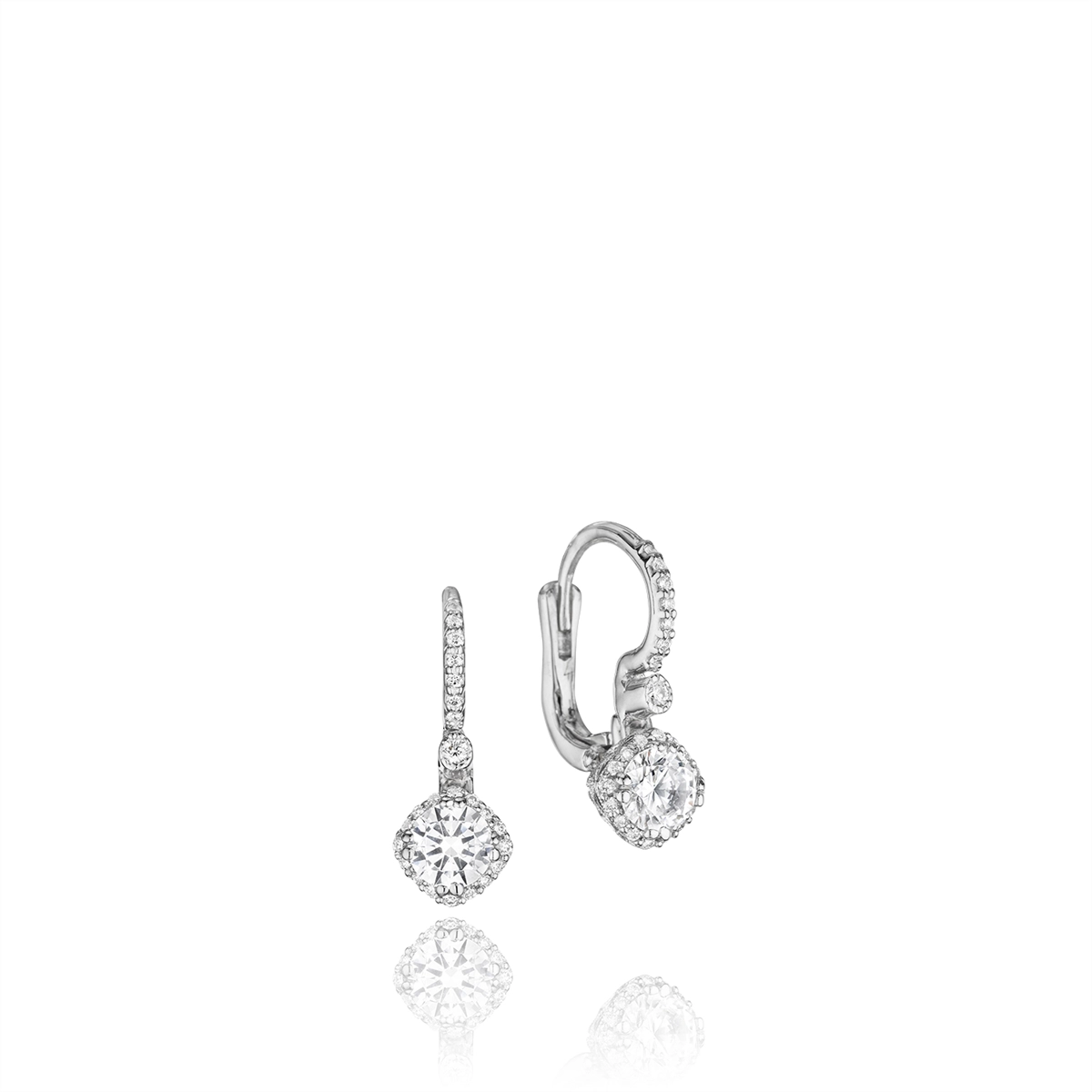 Tacori 18K White Gold Diamond Drop Earring Mounts