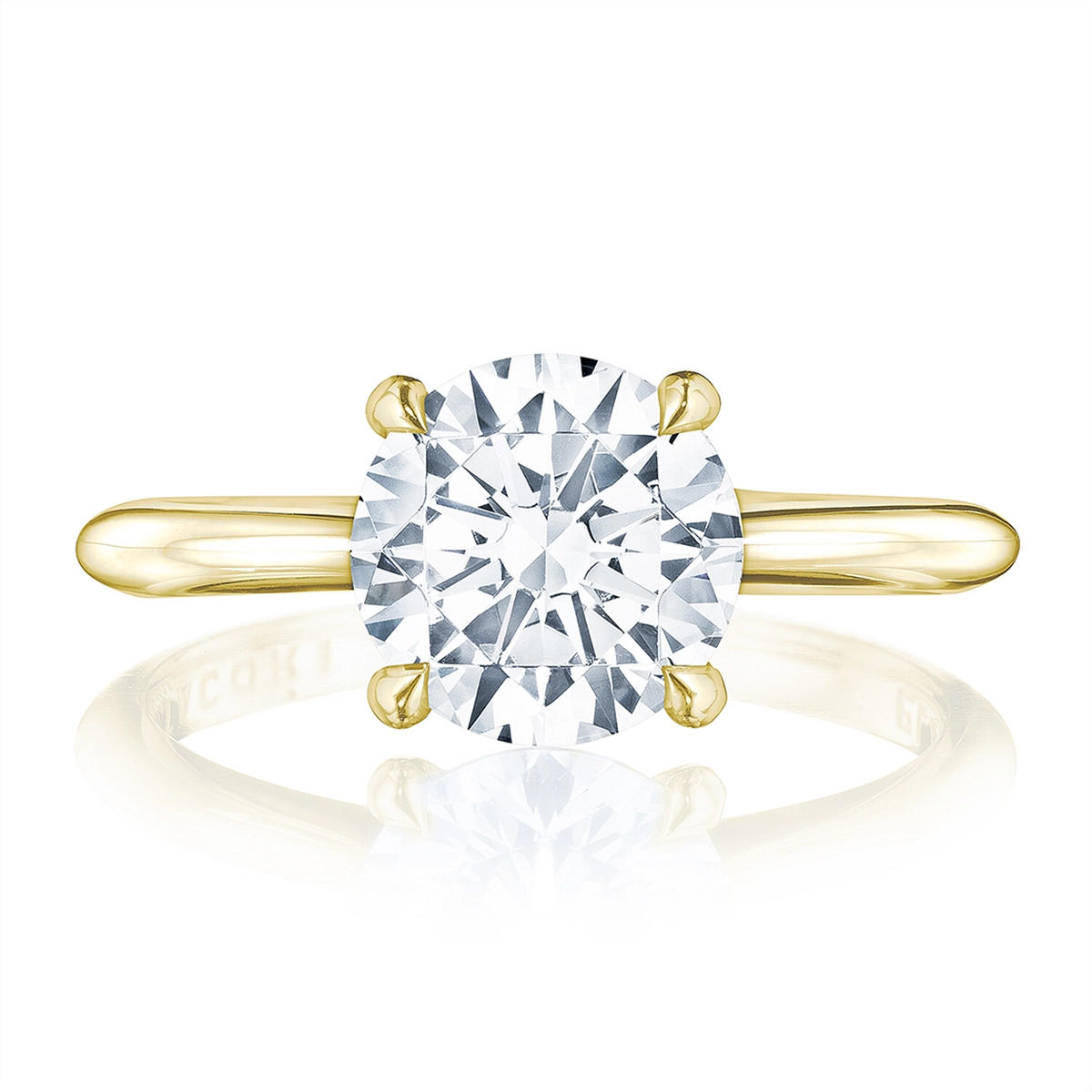 Tacori 18K Yellow Gold Founders Round Solitaire Ring, Hidden Diamond Halo