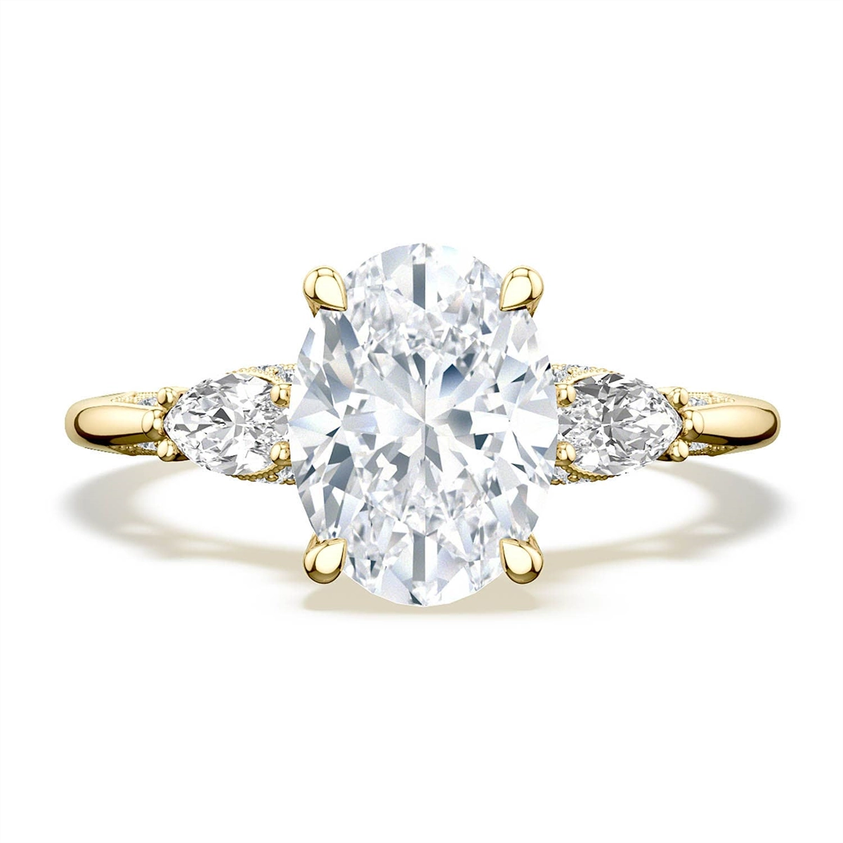 Tacori 18K Yellow Gold Semi Mount Diamond Ring with Marquise Sides