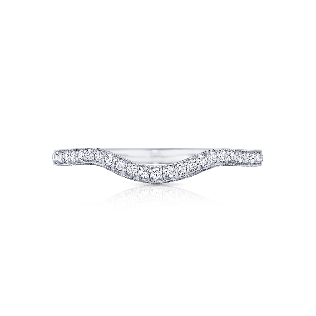 Tacori Classic Crescent 18K White Gold Curved Diamond Wedding Band