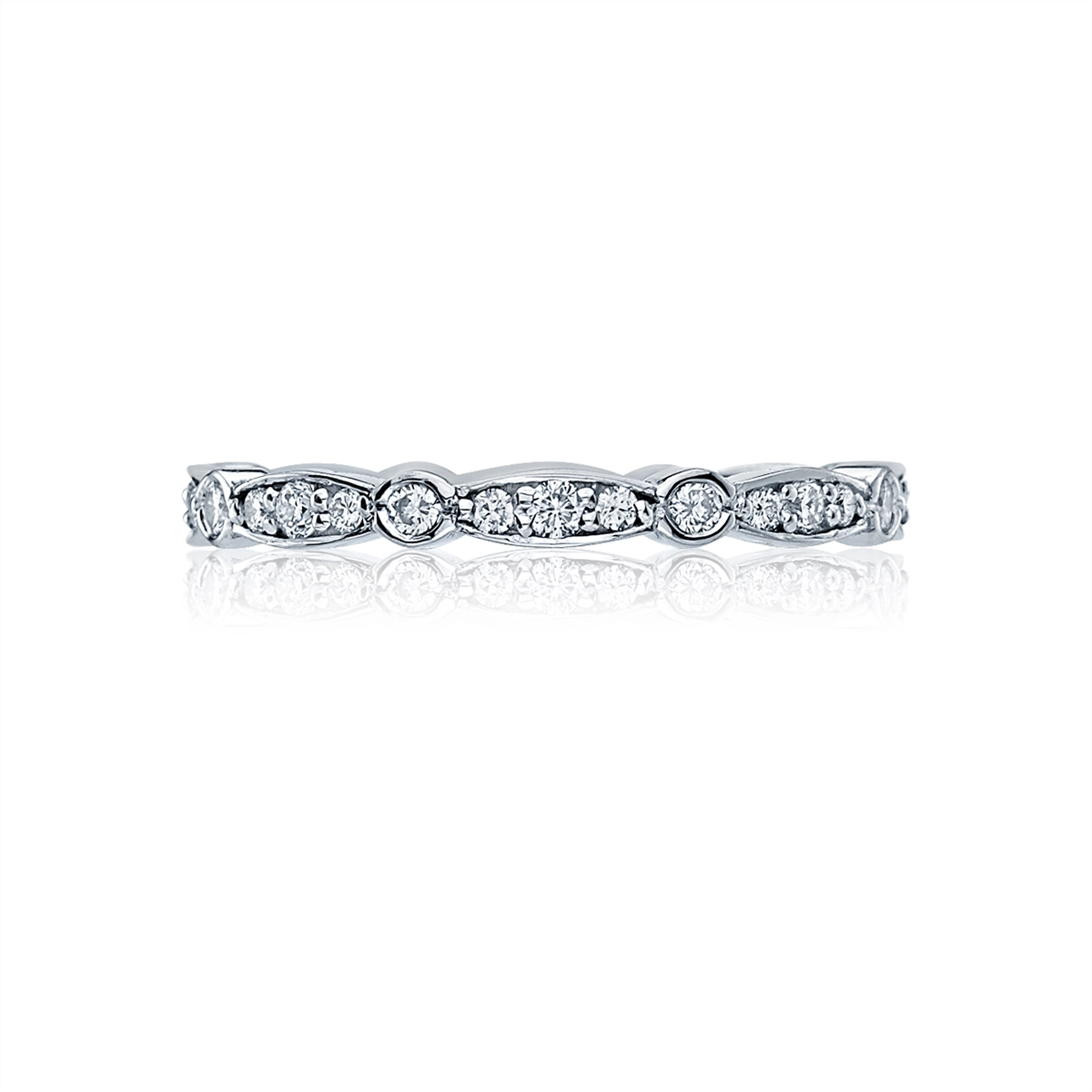 Tacori Sculpted Crescent 18K White Gold Diamond Wedding Band