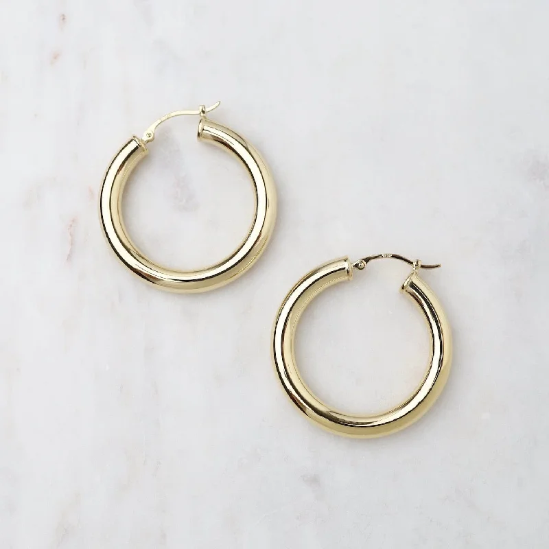 14k Yellow Gold 4x30mm Tube Hoop