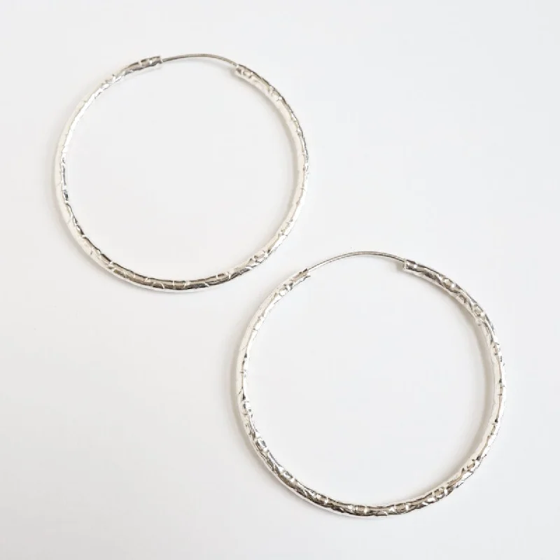 Sterling Silver 47mm Textured Hoop