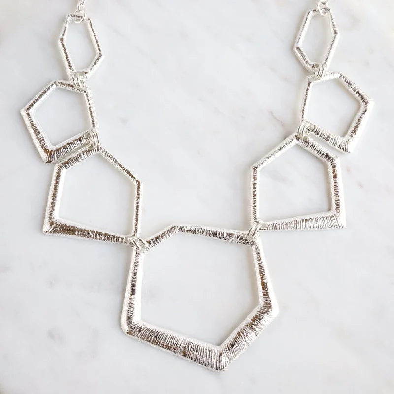 Sterling Silver Graduating Geometric Shapes Necklace