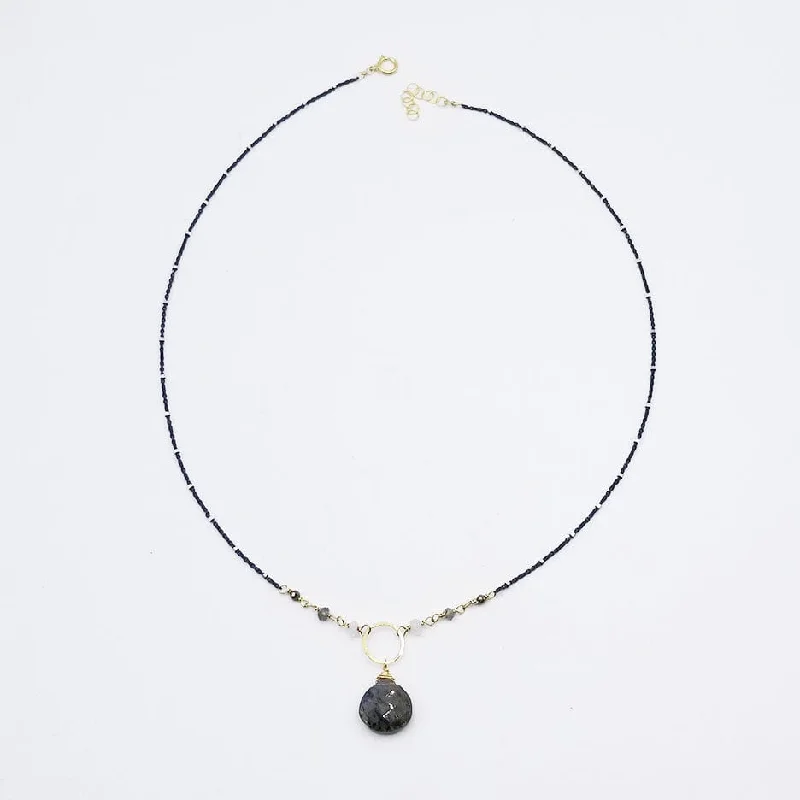 Oxidized Sterling Silver Labradorite Drop Necklace