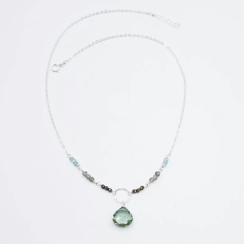 Green Amethyst Sterling Silver Ring Necklace