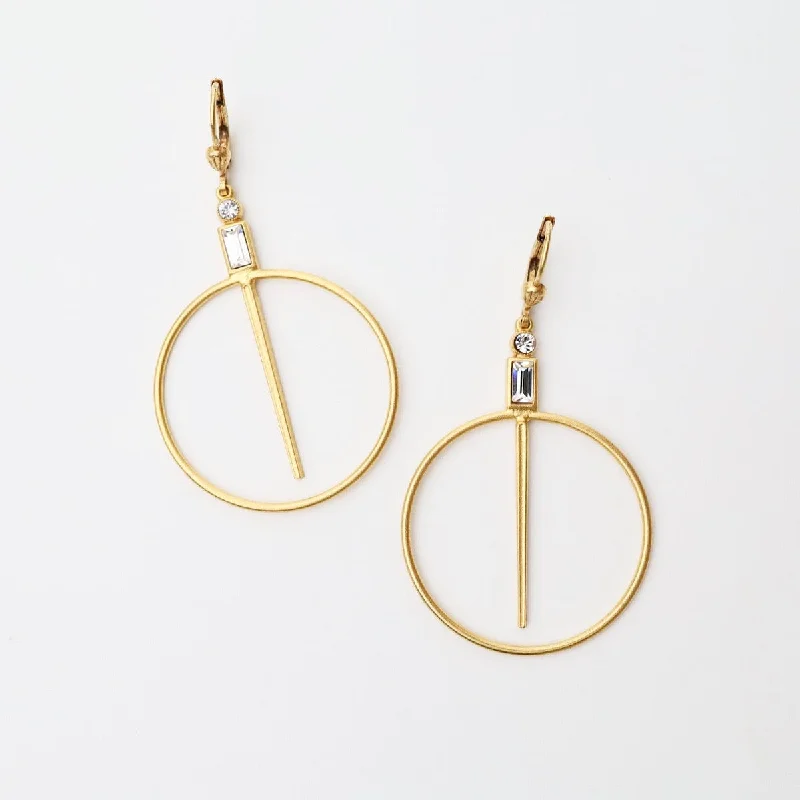 Round Hoop with Spike Earrings - Gold Plate