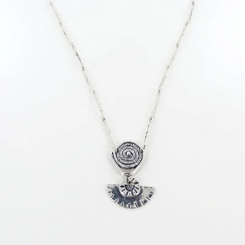 Silver Swirl and Halfmoon Necklace