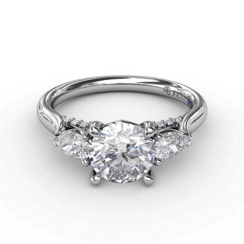 14K White Gold 3-Stone Semi-mount