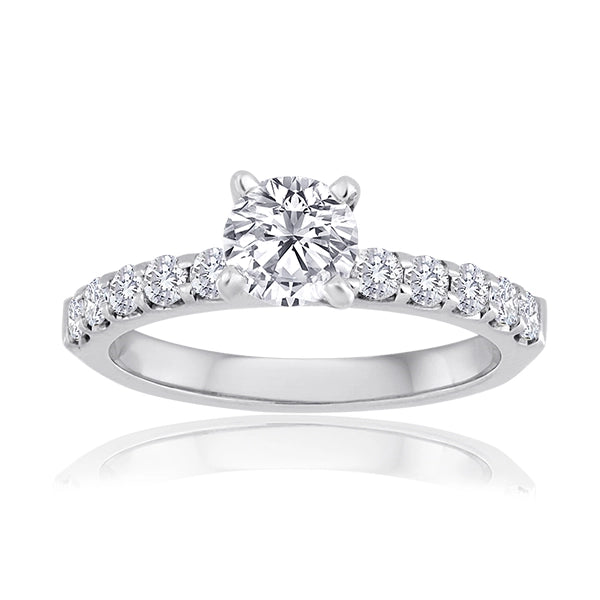 14K White Gold Semi Mount, Shared Prong Setting