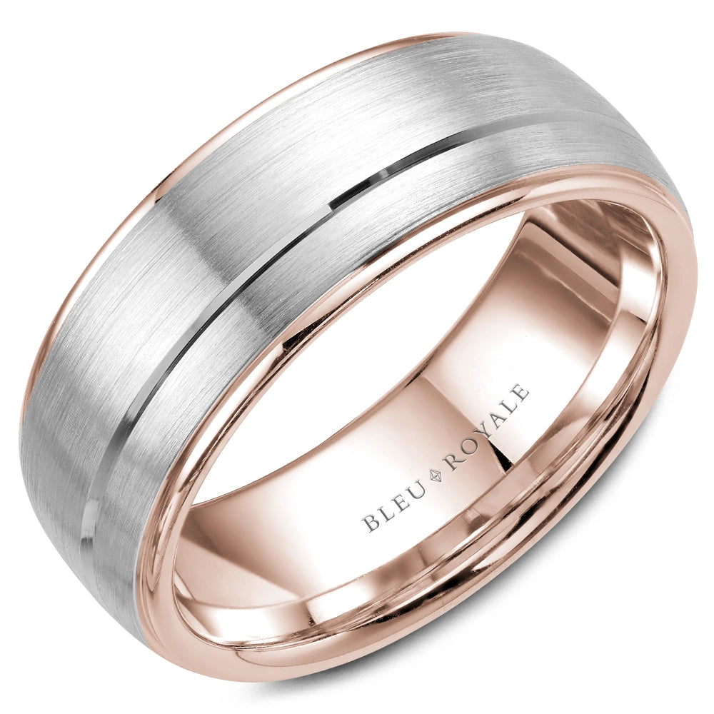 14K White & Rose Gold Mens Band