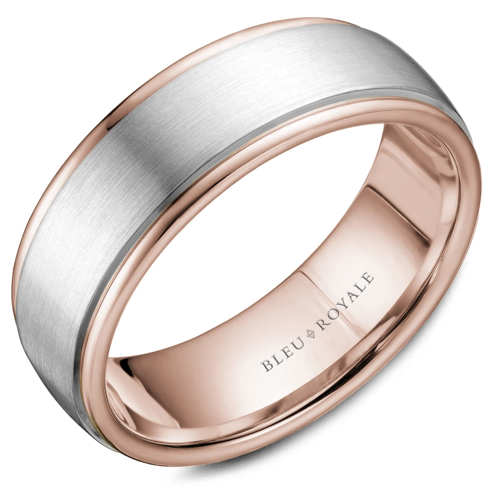 14K White & Rose Gold Mens Band